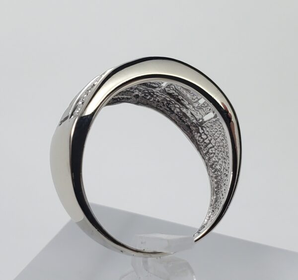 14k White Gold Diamond Greek Meander Pattern Band Ring 6.5'' - Image 7
