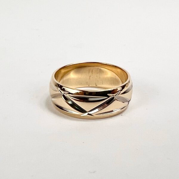 14k Yellow Gold 7mm Quilted Textured Ring Band 7'' - Image 5