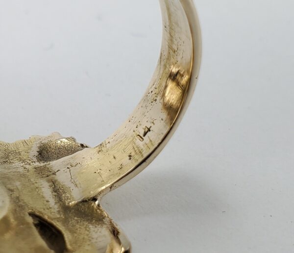 14k Yellow Gold Art Nouveau Flowing Long Hair Lady Wide Dinner Cocktail Ring - Image 11