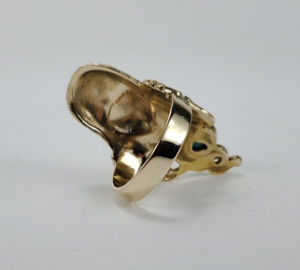 14k Yellow Gold Art Nouveau Flowing Long Hair Lady Wide Dinner Cocktail Ring - Image 10