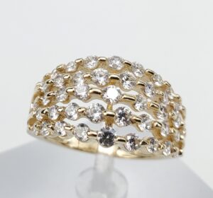 14k Yellow Gold Cubic Zirconia Unique Graduated Open Work Cluster Ring 8.25''