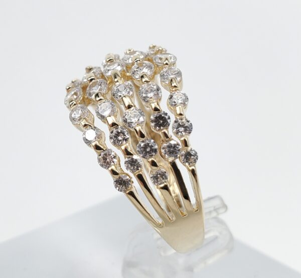 14k Yellow Gold Cubic Zirconia Unique Graduated Open Work Cluster Ring 8.25'' - Image 5