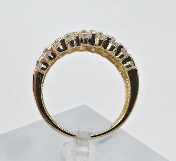 14k Yellow Gold Cubic Zirconia Unique Graduated Open Work Cluster Ring 8.25'' - Image 6