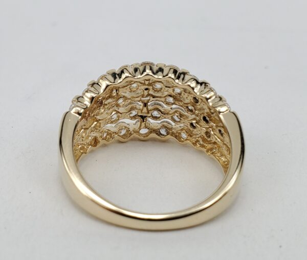 14k Yellow Gold Cubic Zirconia Unique Graduated Open Work Cluster Ring 8.25'' - Image 7