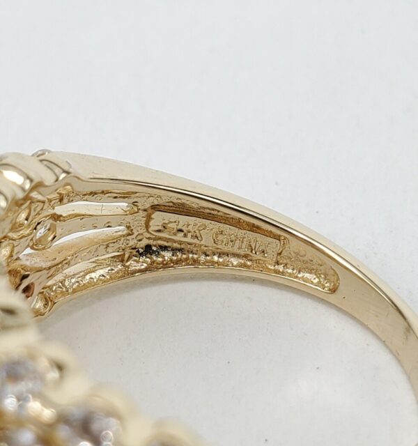14k Yellow Gold Cubic Zirconia Unique Graduated Open Work Cluster Ring 8.25'' - Image 8