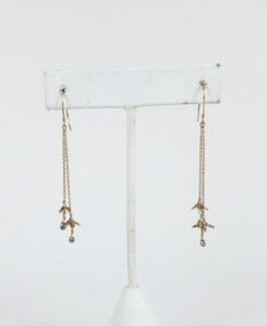 14k Yellow Gold Rebecca Overmann Diamond Briollete Drop Flower Hook Earrings