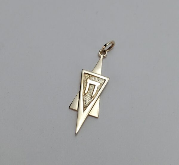 14k Yellow Gold Textured Star of David Magen David Chet Chai Drop Pendant 1 3/8' - Image 6