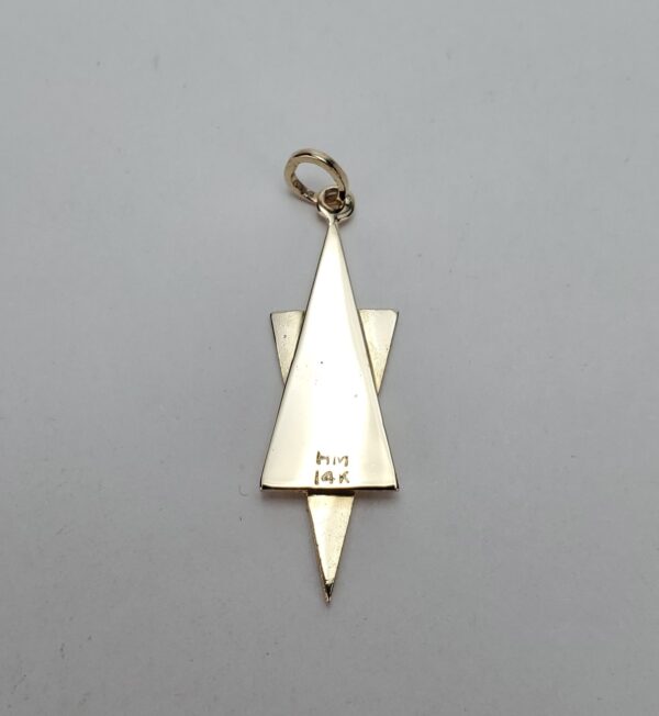 14k Yellow Gold Textured Star of David Magen David Chet Chai Drop Pendant 1 3/8' - Image 7