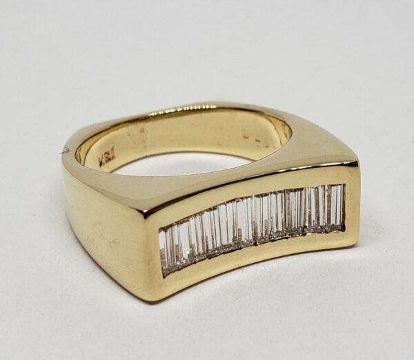 18k Yellow Gold 1.21ctw D VVS/VS Diamond Mens Unisex Cluster Channel Set Ring - Image 3