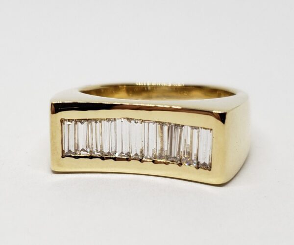 18k Yellow Gold 1.21ctw D VVS/VS Diamond Mens Unisex Cluster Channel Set Ring - Image 4