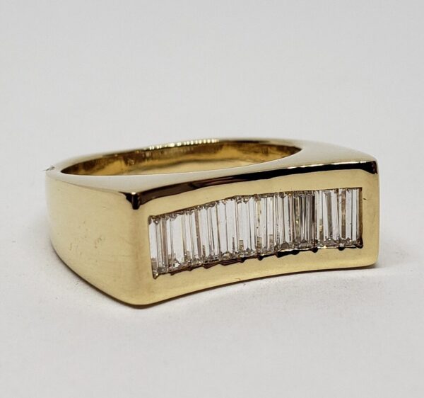 18k Yellow Gold 1.21ctw D VVS/VS Diamond Mens Unisex Cluster Channel Set Ring - Image 5