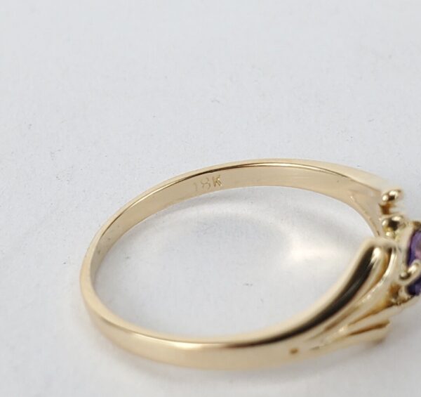 18k Yellow Gold .25ct Oval Cut Purple Sapphire Unique Ring Band Ring 8.5'' - Image 11
