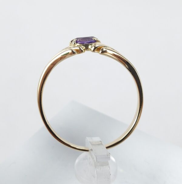 18k Yellow Gold .25ct Oval Cut Purple Sapphire Unique Ring Band Ring 8.5'' - Image 7