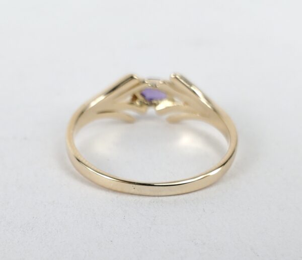 18k Yellow Gold .25ct Oval Cut Purple Sapphire Unique Ring Band Ring 8.5'' - Image 10