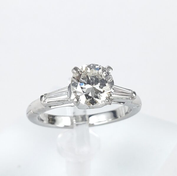 900 Platinum 1.23ctw .98ct Natural Diamond Arthritis Band Engagement Ring 5.5'' - Image 4