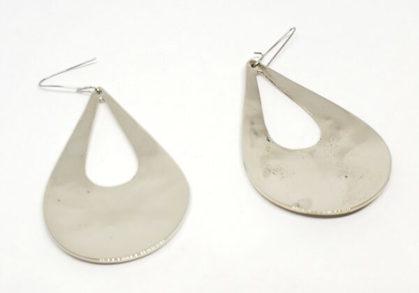 925 Sterling Silver Large Oval Inlay Hook Drop Dangle Earrings 2 1/2'' - Image 5