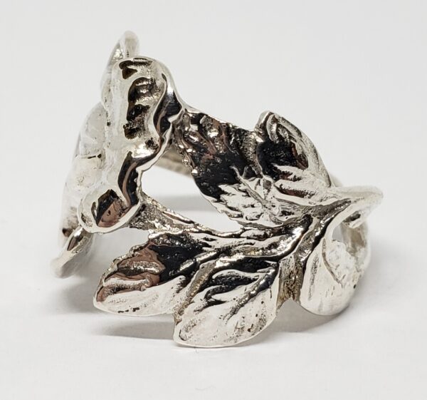 925 Sterling Silver Wide Handmade Rose Flower Ring 10.5'' - Image 4