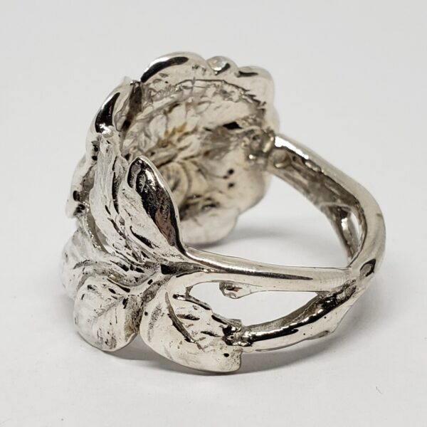 925 Sterling Silver Wide Handmade Rose Flower Ring 10.5'' - Image 6