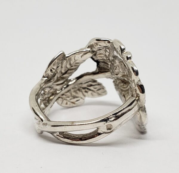 925 Sterling Silver Wide Handmade Rose Flower Ring 10.5'' - Image 8