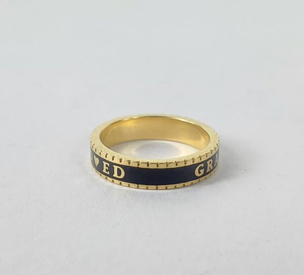 Beloved Fine Jewelry 18k Yellow Gold Grandma Love Enamel 4mm Band Ring 4.75'' - Image 11