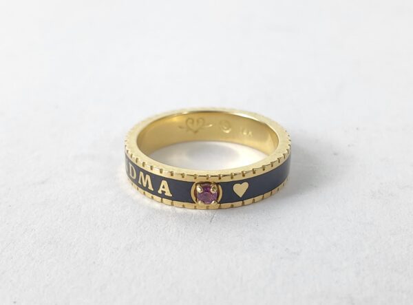 Beloved Fine Jewelry 18k Yellow Gold Grandma Love Enamel 4mm Band Ring 4.75'' - Image 3