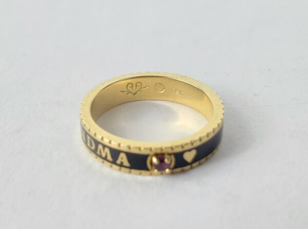 Beloved Fine Jewelry 18k Yellow Gold Grandma Love Enamel 4mm Band Ring 4.75'' - Image 4