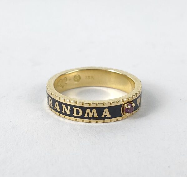 Beloved Fine Jewelry 18k Yellow Gold Grandma Love Enamel 4mm Band Ring 4.75'' - Image 5