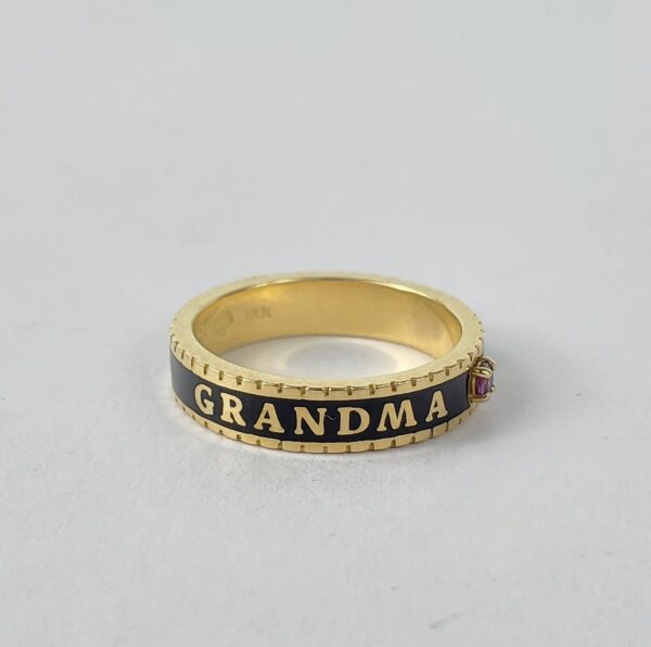 Beloved Fine Jewelry 18k Yellow Gold Grandma Love Enamel 4mm Band Ring 4.75'' - Image 6