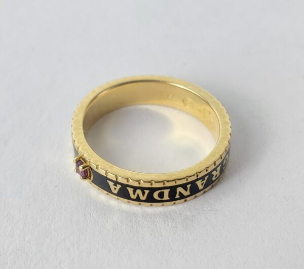 Beloved Fine Jewelry 18k Yellow Gold Grandma Love Enamel 4mm Band Ring 4.75'' - Image 9