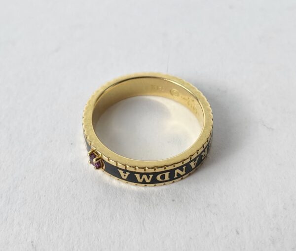 Beloved Fine Jewelry 18k Yellow Gold Grandma Love Enamel 4mm Band Ring 4.75'' - Image 10
