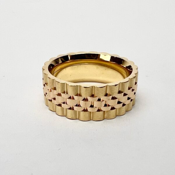 Carlex 18k Multi-Tone Gold Jubilee Wide 8.5mm Men's Band Ring 9.5'' - Image 3