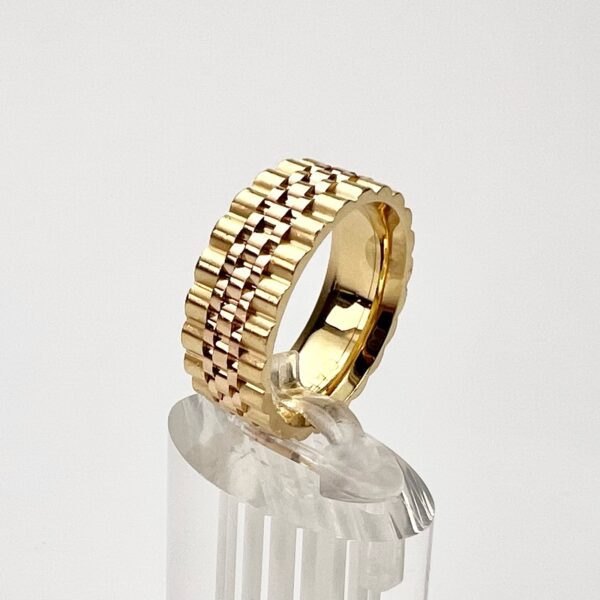 Carlex 18k Multi-Tone Gold Jubilee Wide 8.5mm Men's Band Ring 9.5'' - Image 4