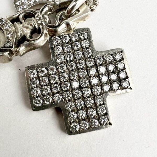Chrome Hearts 925 Sterling Silver Three Trinkets Pave Diamond Pendant Necklace - Image 6