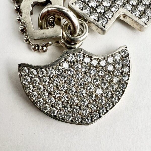 Chrome Hearts 925 Sterling Silver Three Trinkets Pave Diamond Pendant Necklace - Image 7