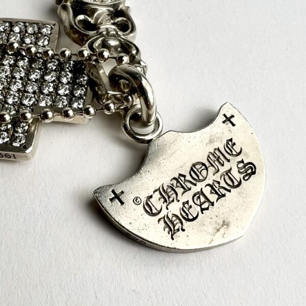 Chrome Hearts 925 Sterling Silver Three Trinkets Pave Diamond Pendant Necklace - Image 10