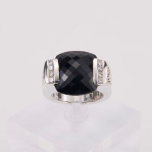 David Yurman 925 Silver Diamond Black Onyx Albion Ring