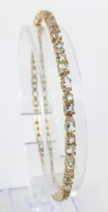 Emily & Ashley 18k Yellow Gold Moonstone Tennis Round Bangle Bracelet 7 3/4''