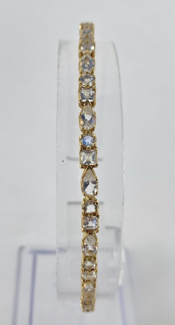 Emily & Ashley 18k Yellow Gold Moonstone Tennis Round Bangle Bracelet 7 3/4'' - Image 4