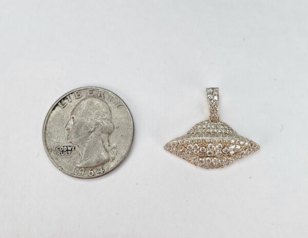 Ice Box 14k Yellow Gold .95ctw Pave Diamond 3D UFO Alien Drop Pendant 7/8'' - Image 8