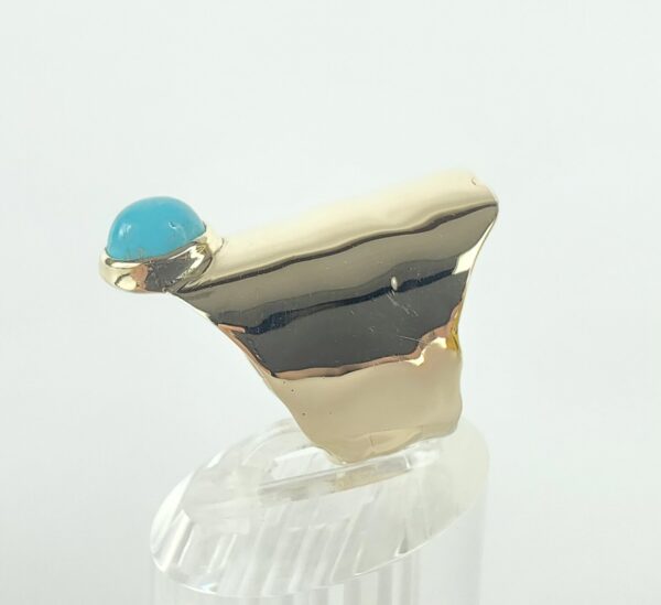 Jim Cotter 14k Yellow Gold Turquoise 28mm Wide Cigar Shield Saddle Band Ring 7'' - Image 8