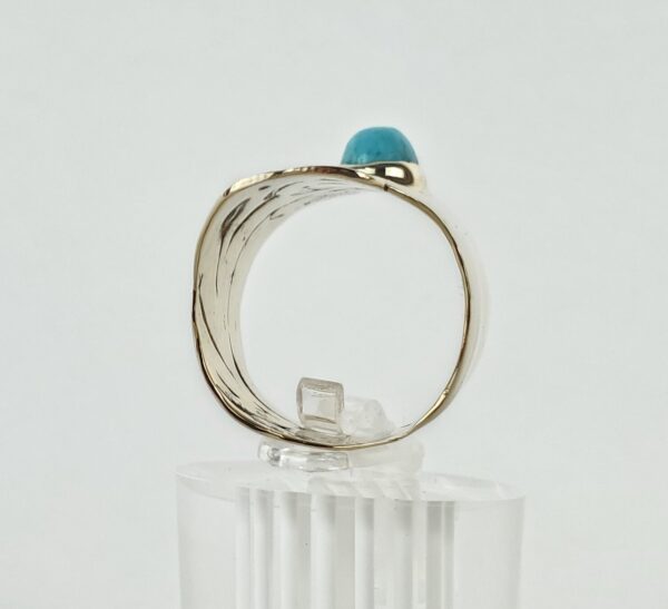 Jim Cotter 14k Yellow Gold Turquoise 28mm Wide Cigar Shield Saddle Band Ring 7'' - Image 9
