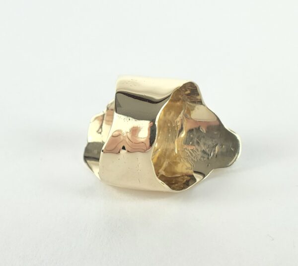 Jim Cotter 14k Yellow Gold Turquoise 28mm Wide Cigar Shield Saddle Band Ring 7'' - Image 10