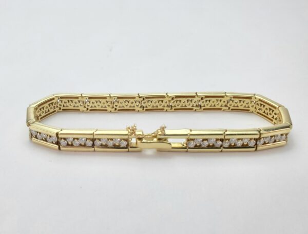 Jose Hess 18k Yellow Gold Diamond Zig-Zag Unique Vintage Tennis Bracelet 7 1/4'' - Image 11