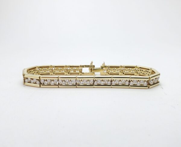 Jose Hess 18k Yellow Gold Diamond Zig-Zag Unique Vintage Tennis Bracelet 7 1/4'' - Image 3
