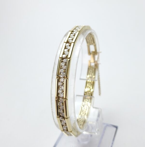 Jose Hess 18k Yellow Gold Diamond Zig-Zag Unique Vintage Tennis Bracelet 7 1/4'' - Image 5