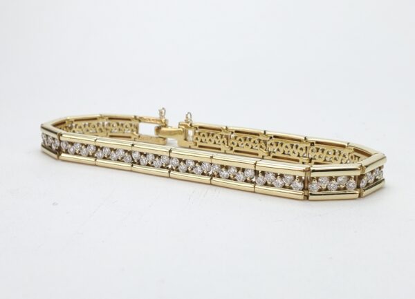 Jose Hess 18k Yellow Gold Diamond Zig-Zag Unique Vintage Tennis Bracelet 7 1/4''