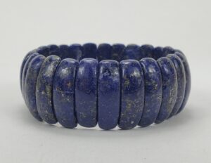 Lapis Lazuli Rectangular Rod Shape Double Drilled 24mm Wide Bracelet 7''