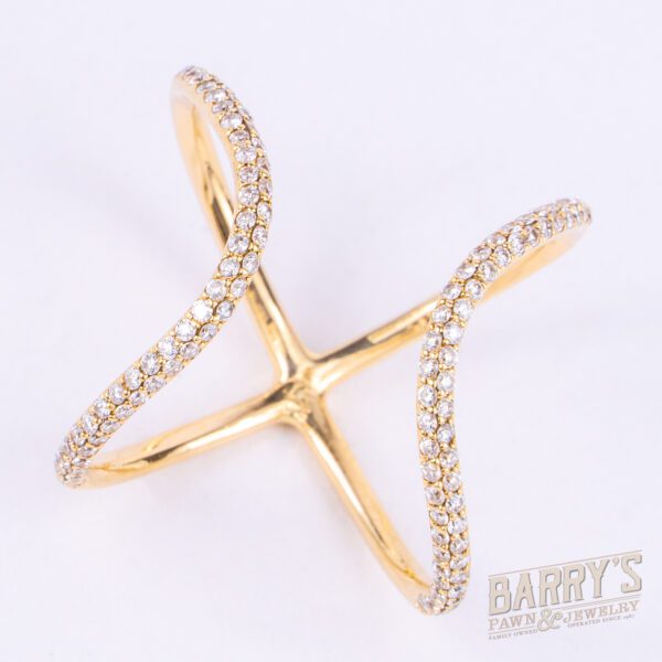 Pade Vavra 14k Yellow Gold .55ctw Round Brilliant Pave Diamond X Ring 6.5'' - Image 3