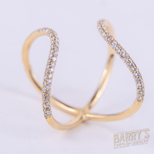 Pade Vavra 14k Yellow Gold .55ctw Round Brilliant Pave Diamond X Ring 6.5'' - Image 5