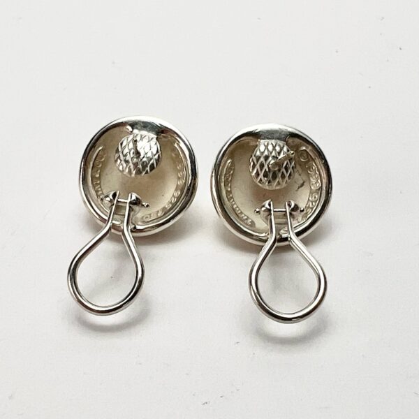 Tiffany & Co. 925 Silver & 18k Gold Hematite Round Dome Omega Back Earrings - Image 7